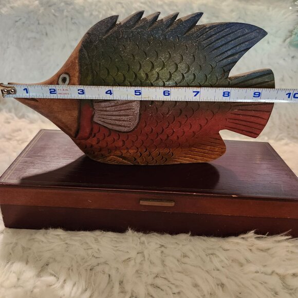 Hand-Carved Wooden Fish Sculpture - Picture 2 of 9